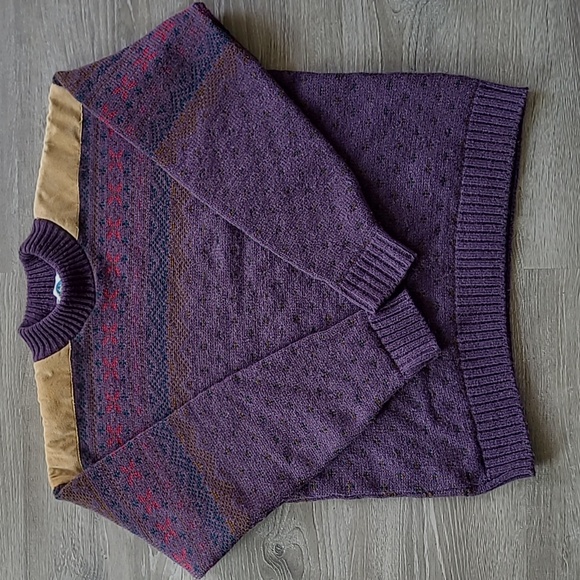 Vintage Verbier Monod Sports Banff Ski Sweater Wool Alpaca Leather Trim - Picture 1 of 9